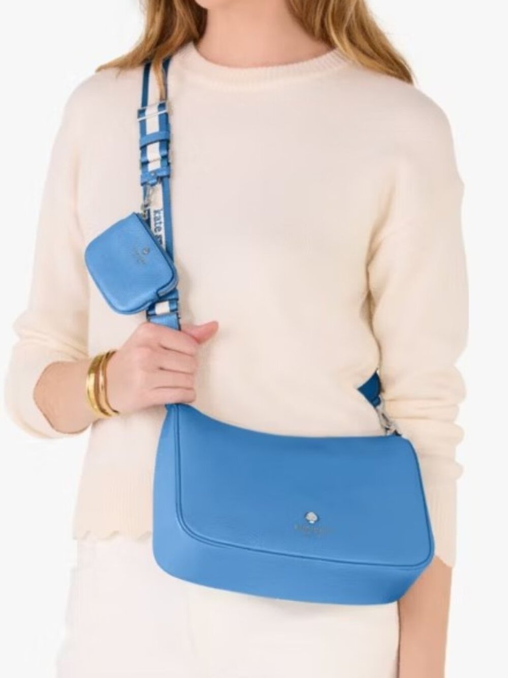 Kate Spade Emma Pebbled Leather Crossbody Bag + Detachable Pouch NWT